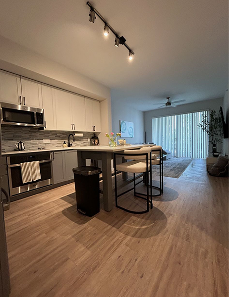 Freshly cleaned kitchen and dining area